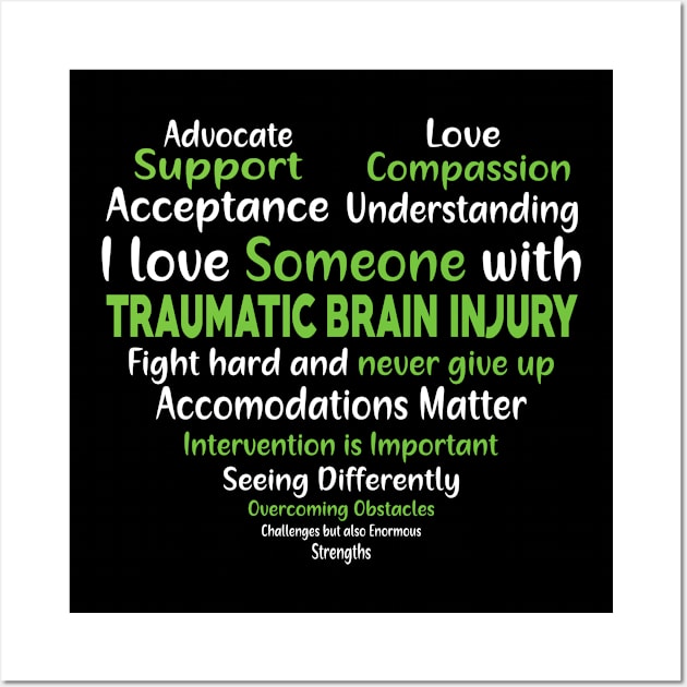 Traumatic Brain Injury Awareness Support Heart Wall Art by mateobarkley67